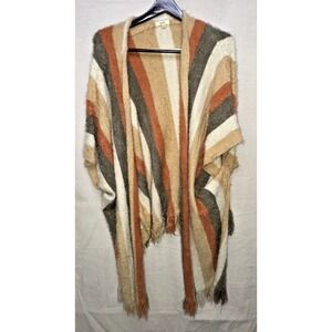 KORI AMERICA Kimono Blanket Cardigan Shawl 1XL/2XL Boho Striped 42" Long
